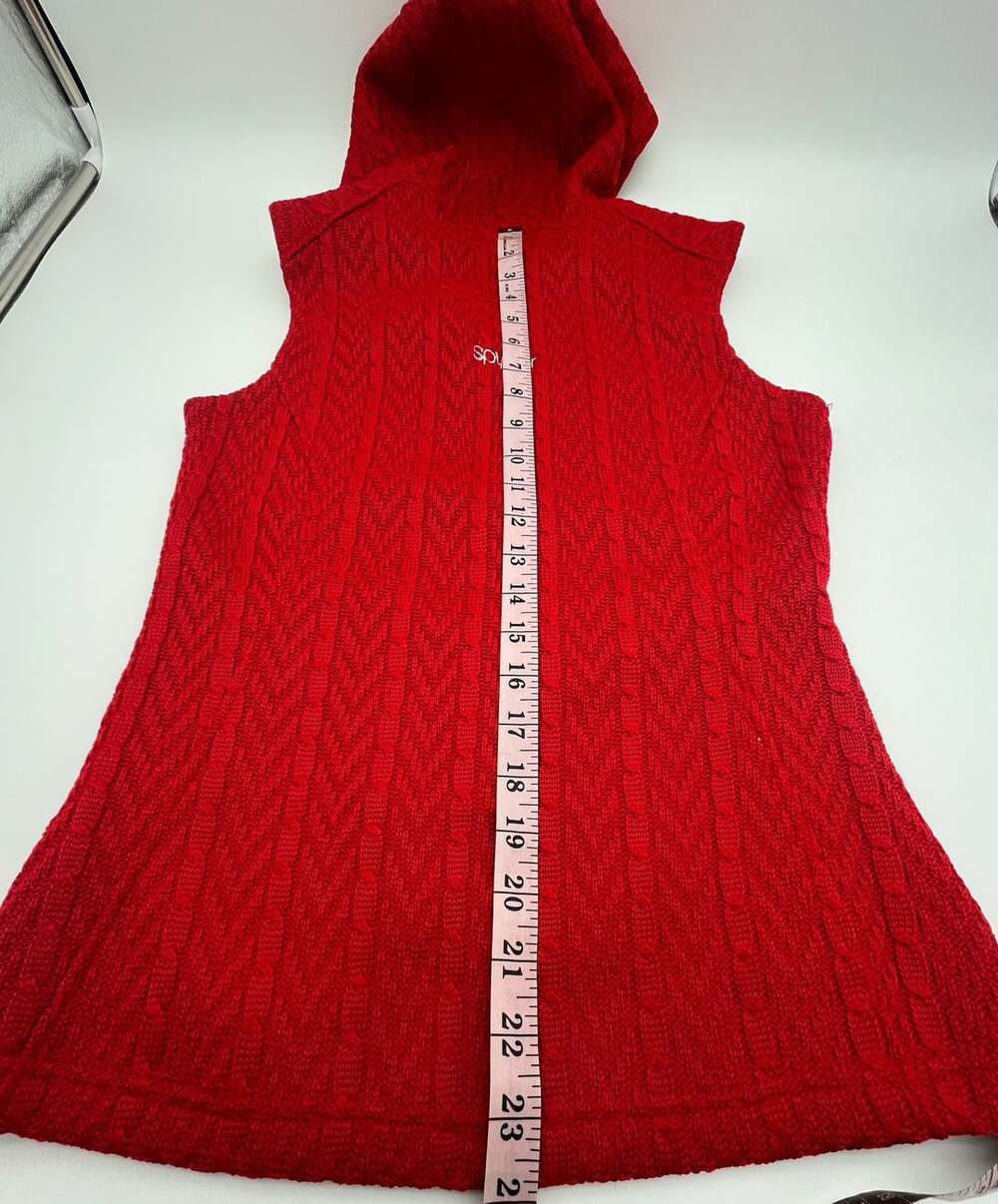 Spyder Core Sweater Hooded Vest Size S Red Cable Knit Full Zip ski apres - Picture 6 of 8